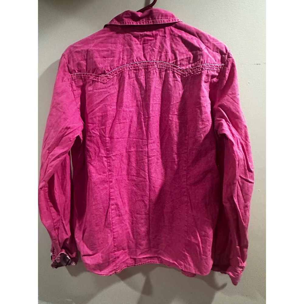 Adiktd Womens Pink Western Snap Front Shirt Cotton Plaid Trim XL - Picture 2 of 8